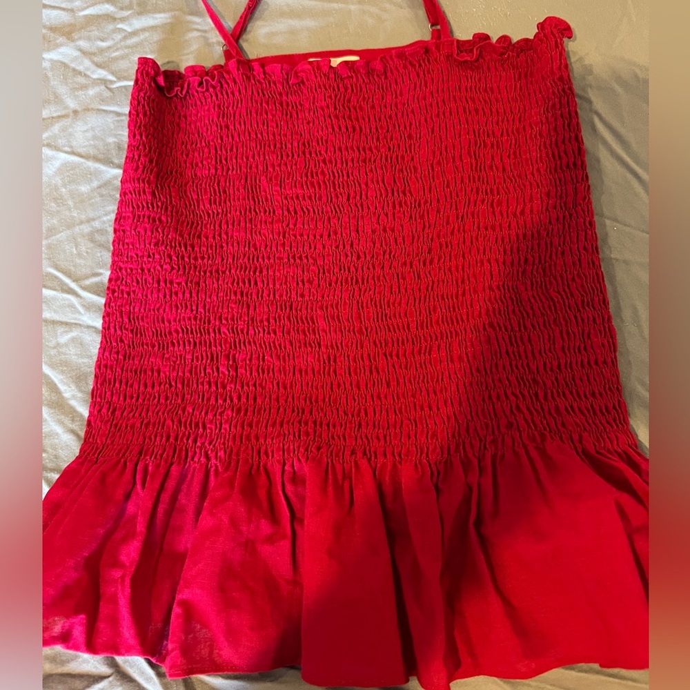 Maeve by Anthropologie Raspberry Pink Smocked Peplum Tank Top Blouse (small)